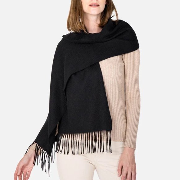 Large Soft Solid Shawl Wrap Scarf Black - Picture 3 of 5